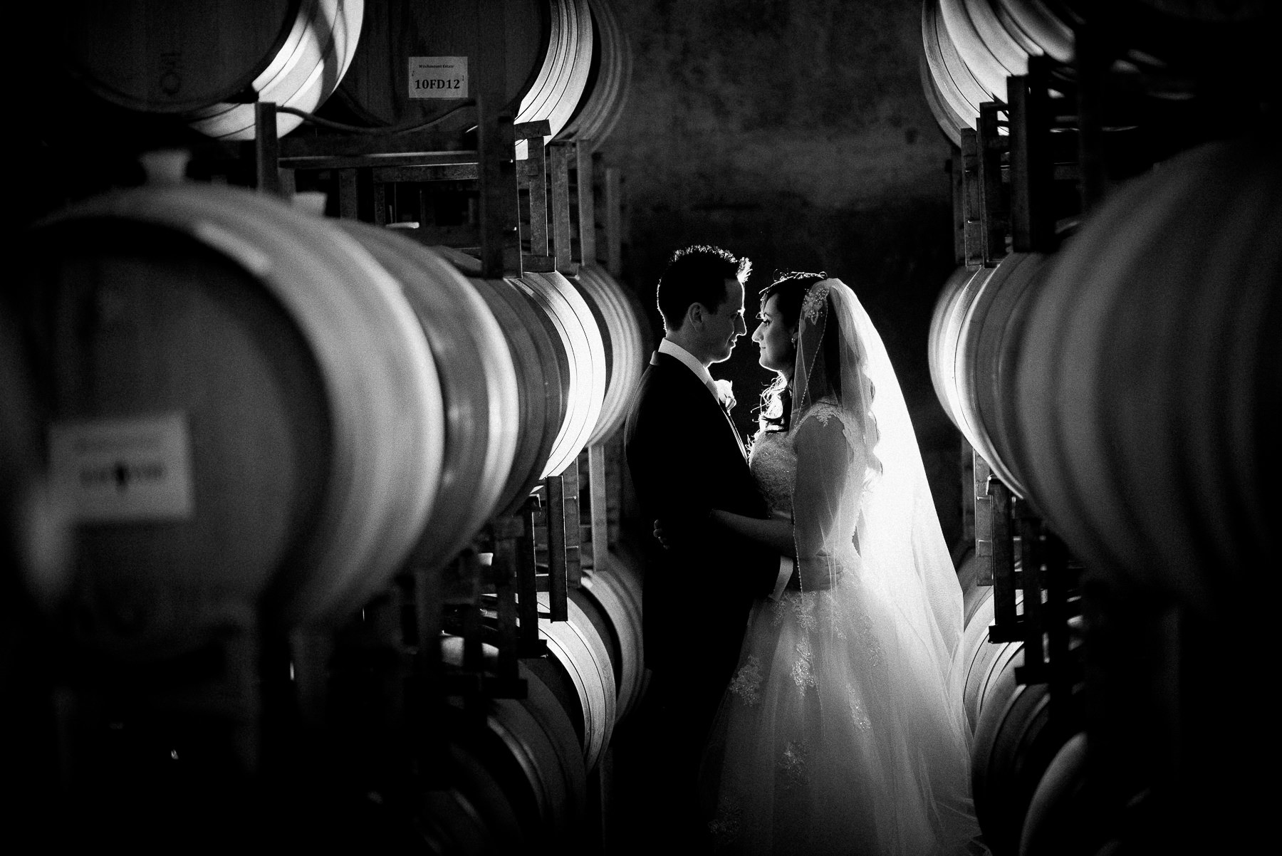 Wedding at Witchmount Estate wine barrels