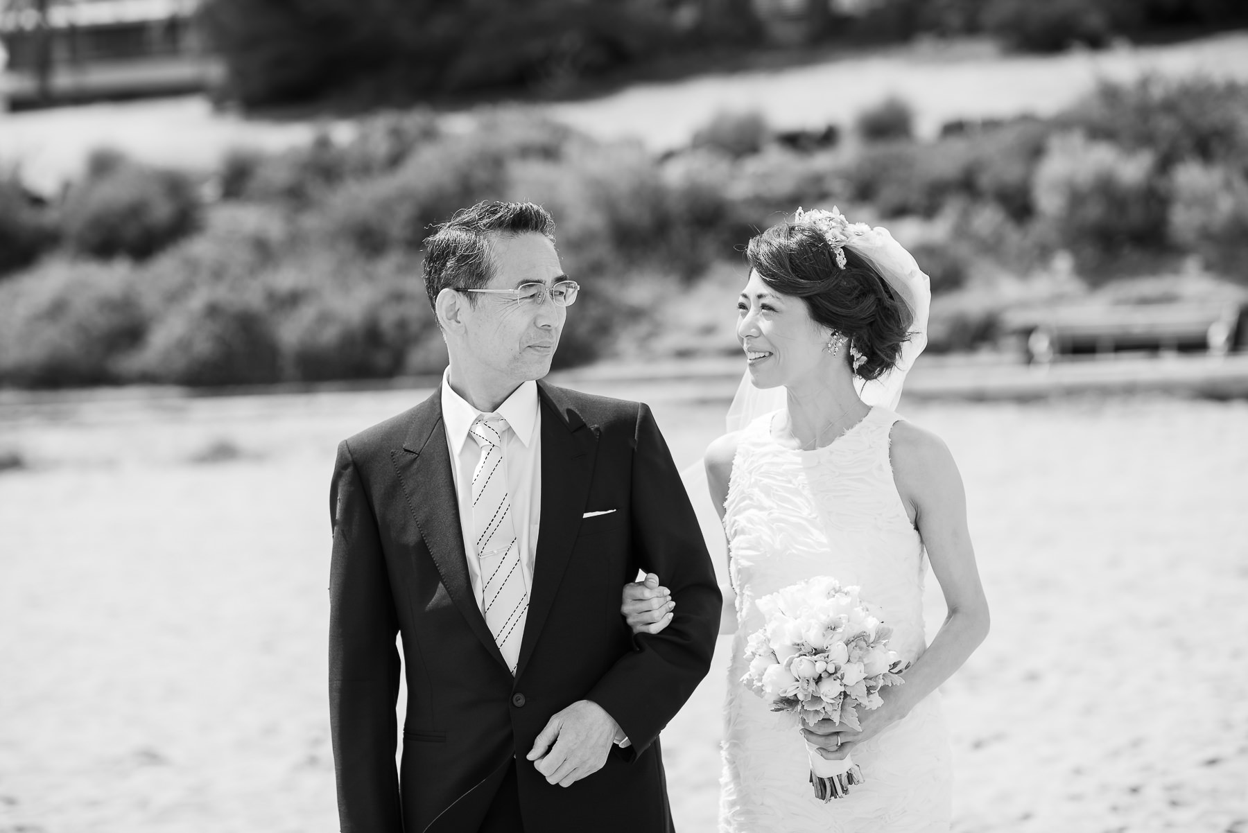 wedding on Brighton Beach dad and bride