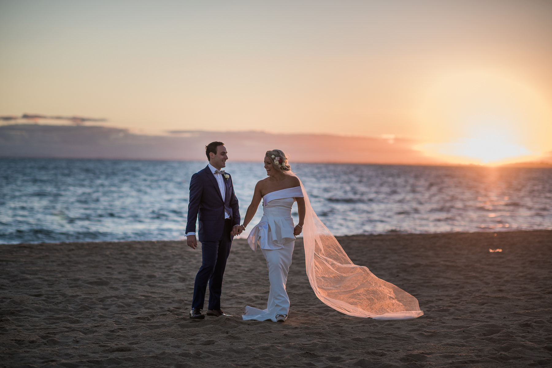 Wedding at Sails on the Bay Elwood sunset