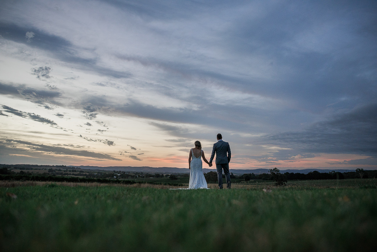 Wedding Riverstone Estate Yarra Valley at sunset